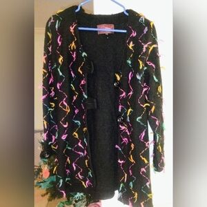 VTG ADIEU By Philip & Jane Gordon Wool Fun Colorful Confetti Cardigan, Sz L